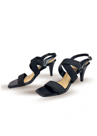 CROSS STRAP BLACK HEEL